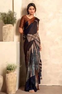 Elegant Satin Silk Saree - Black