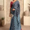 Ocean Blue Satin Silk Saree