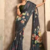 Slate Gray Satin Silk Saree