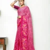 Georgette Leheriya Saree - Pink