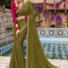 Regal Bandhani Georgette Saree - Olive Green