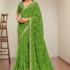 Bandhani Print Georgette Saree - Green