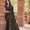 Printed Crepe Saree - Black
