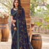 Printed Crepe Saree - Blue